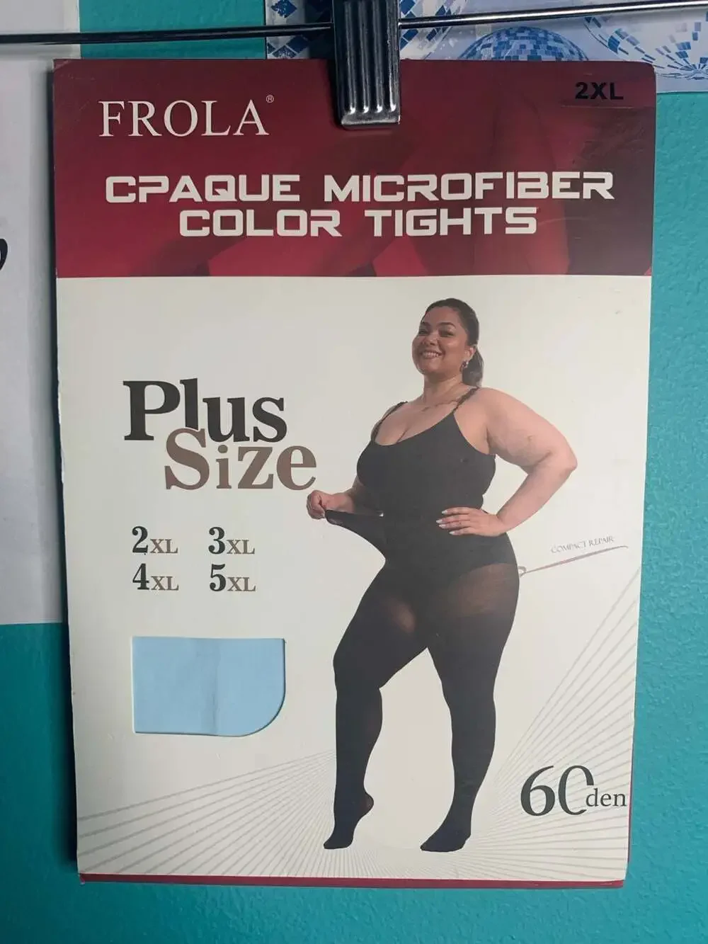 Frola Cpaque Microfiber Color Tights in Light Blue, Size 2XL